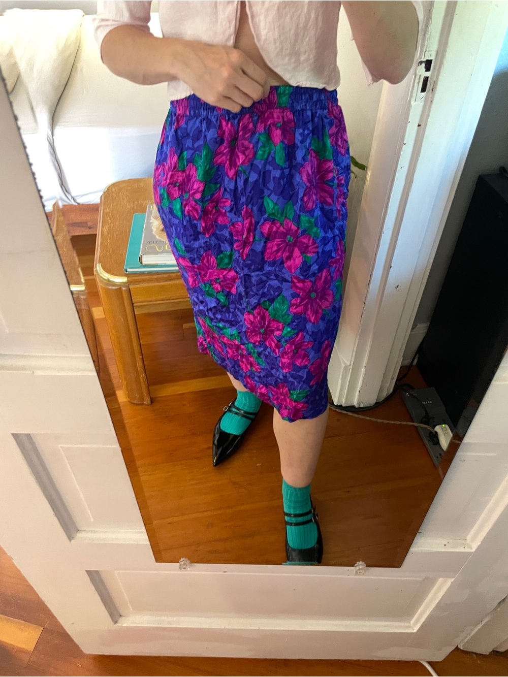 Vintage Silk Floral Skirt